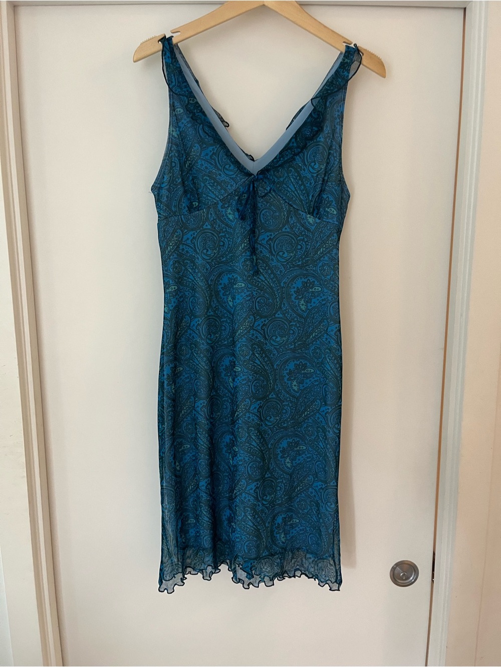 Blue Paisley Slip Dress